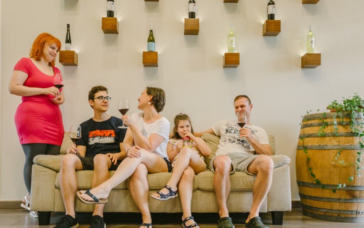 Lantos wine tasting in the family showcase cellar