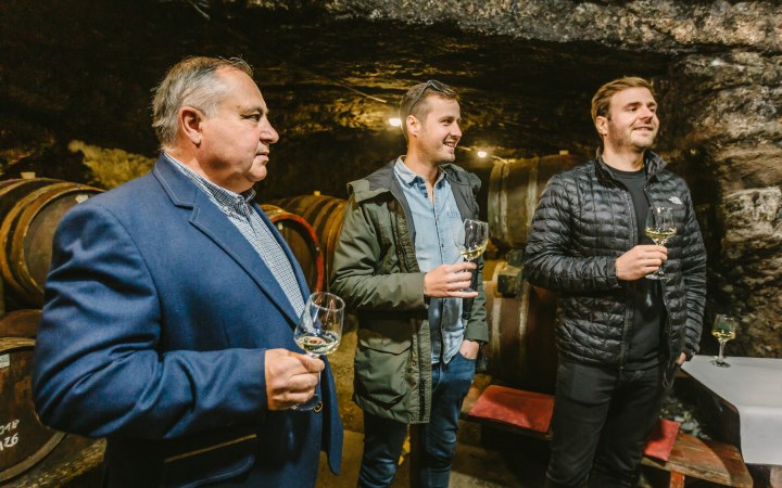 Pálinkás wine tasting in the belly of the volcanic mountain