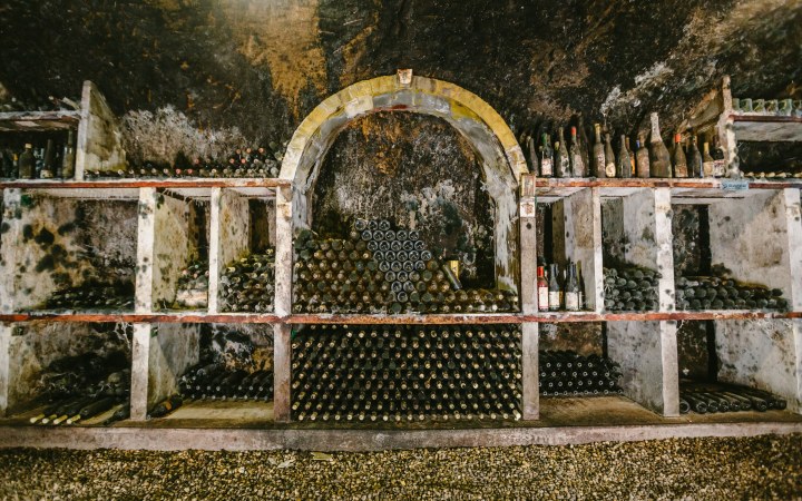 Pálinkás wine tasting in the belly of the volcanic mountain