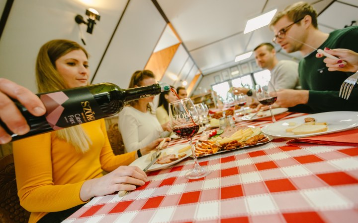 Szőke Mátyás wine tasting with tank and barrel samples